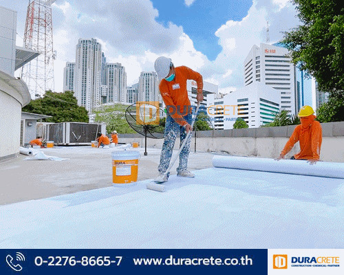 งานติดตั้งระบบกันซึม DURASEAL 600  โครงการ ดาดฟ้าอาคารปฎิบัติการ บริษัท อสมท จำกัด (มหาชน)