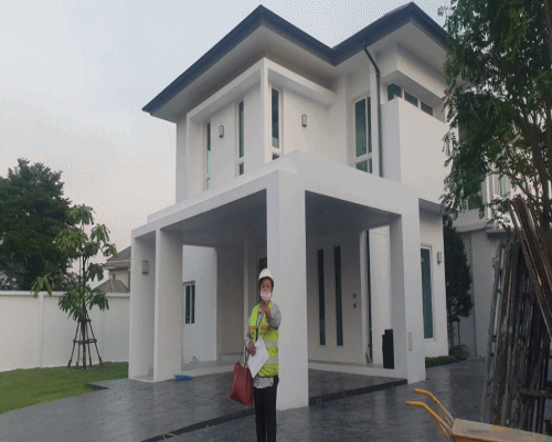 ส่งงานพื้นแสตมป์คอนกรีต หมู่บ้านกรีน วัลเลย์ กทม