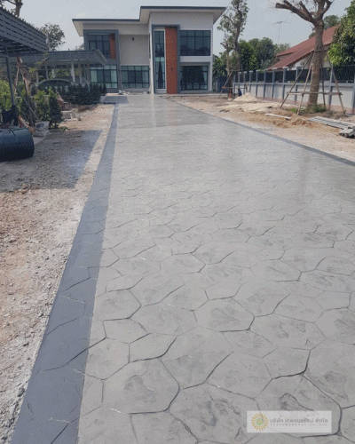 ส่งงานพื้นแสตมป์คอนกรีตพิมพ์ลาย  Project หน้างาน อ.บ้านหมอ จ.สระบุรี